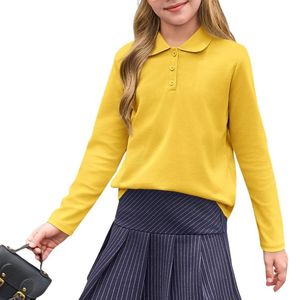 Camisetas Polo Personalizadas para Niñas, Manga Larga, Uniformes Escolares Clásicos, Ropa Casual Elegante, Camisetas Polo Modernas - Product Image 3