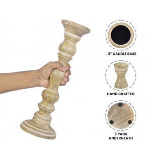 Candelabros de madera Juego de calidad premium de 3 Madera de mango para decoración del hogar y la Iglesia Soporte de vela para vendedores en línea MOQ bajo - Product Image 2
