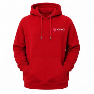 เสื้อฮู้ดสีแดงสำหรับผู้หญิง ยี่ห้อโซโมฟี่ ผ้าฝ้ายฟลีซ 100% ปักลายด้านหน้า ออกแบบเองได้ ทรงปกติ เหมาะสำหรับใส่ในฤดูหนาว ผ้าหนา 320 กรัม - Product Image 1