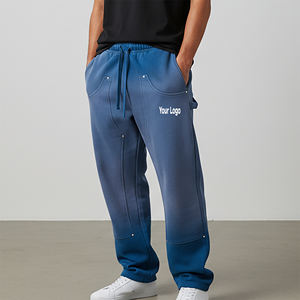 Pantalones de Hombre de Alta Calidad con Logotipo Serigrafiado Personalizado, Estilo Vintage Deslavado, Paneles Frontales con Efecto Desgastado, Pantalones Deportivos Holgados a la Moda - Product Image 1