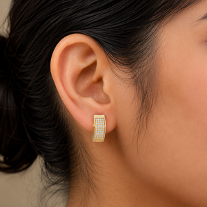 Lab Grown Diamond 0.40 CTW Round Cut Diamond <b>Huggie</b> Hoop Earrings DEF VVS Pave Hoop Earring for Bridal Wedding Jewelry For Women - Product Image 2