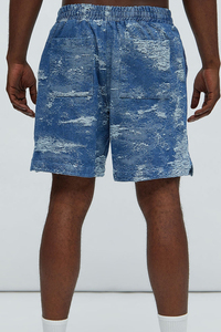 Mens <b>Bleached</b> Board Shorts Mid Waist Drawstring Cotton Casual Style Short Length Print Design - Product Image 2