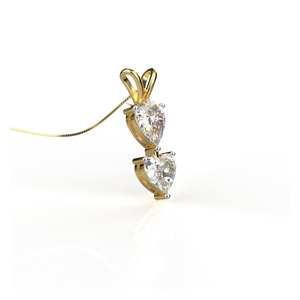 Colgante de Diamante con Corte Corazón en Oro Amarillo, Joyería Romántica para Mujer, Estilo de Compromiso - Product Image 2