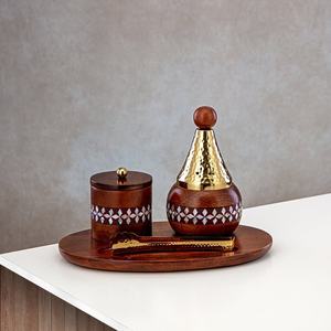 Brûleur à oud de luxe avec boîte de rangement, ensemble traditionnel de mabkhara, parfum d'intérieur, décoration de majlis et ensemble cadeau, aromathérapie durable pour la maison - Product Image 1