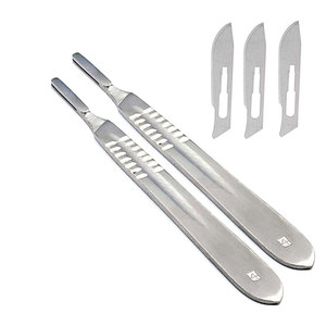 Surgi - Mango de bisturí estéril 2 en 1 + 100 hojas quirúrgicas, instrumentos quirúrgicos estériles para procedimientos médicos, proveedor mayorista a granel - Product Image 2