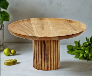 Support à gâteau en bois massif – Présentoir à dessert rond sur piédestal pour gâteaux, pâtisseries et décoration de table - Product Image 1