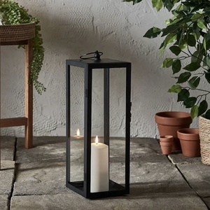 Vente en gros de lanternes porte-bougies en métal noir, style élégant, pour la décoration des sols à la maison et en extérieur - Product Image 1