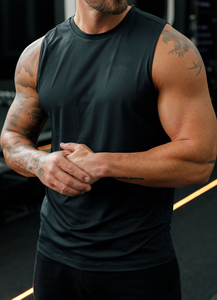 Men's Spandex Gym <b>Vest</b> Spandex Logo Solid Plain Sleeveless Tank Top for Bodybuilding and Fitness - Product Image 3