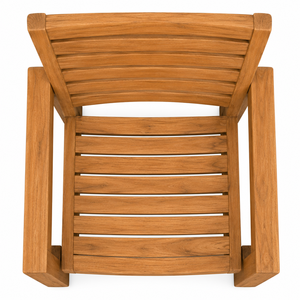 Chaise de jardin moderne en teck massif avec dossier à lattes et accoudoirs, résistante à l'eau, écologique, meuble en bois durable, design à pieds sabre - Product Image 4