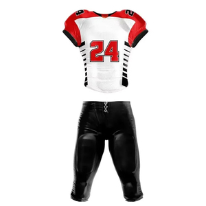 Tenues de football personnalisées pour adultes avec numéros chromés, en tissu sergé sublimé, respirantes, à séchage rapide, ensemble maillot et pantalon cousus avec logo d'équipe - Product Image 2