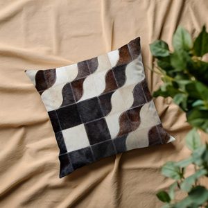 Vente chaude Bhadohi housses de coussin en cuir véritable doux et fourrure naturelle housses de coussin en cuir de vachette pour salons canapés - Product Image 1