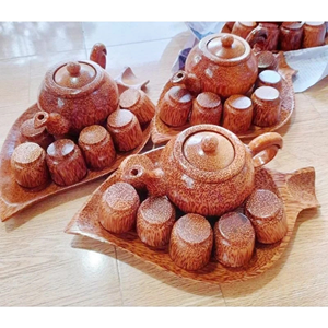 Juego de teteras de coco hecho a mano con cáscara de coco y madera para servir té, decoración del hogar, regalo, proveedor de Vietnam - Product Image 1