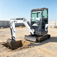 Mini-excavatrice sur chenilles fiable de 1,8 tonne, petite pelle hydraulique avec cabine pour travaux de construction par tous les temps