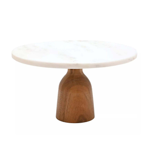 Centerpiece High Quality <b>Marble</b> Acacia Wood <b>Cake</b> <b>Stand</b> Platter Modern <b>Marble</b> <b>Cake</b> <b>Stand</b> With Wooden Base - Product Image 5
