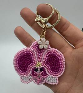 Luxury Artisan Beaded Embroidery <b>Keychain</b> Beautiful Handmade Purse Pendant - Product Image 1