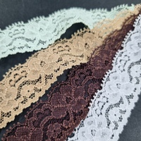 Dentelle florale à volants 2,5 cm, extensible, légère, bordure festonnée, Spandex/Nylon, pour vêtements, sous-vêtements, robes, qualité coréenne supérieure