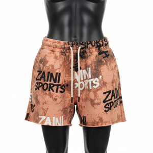 Pantalones Cortos de Felpa de Algodón Premium de 320 GSM con Lavado Ácido, Color Marrón, Estilo Urbano Vintage, con Estampado Puff y Logotipo Personalizado - Product Image 6