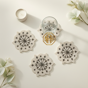 Posavasos de Cuentas de Vidrio Hechas a Mano 2026, Ecológicos, 100mm de Diámetro, Decoración de Mesa Moderna en Plata Metálica para Fiestas en Casa y Cenas - Product Image 6