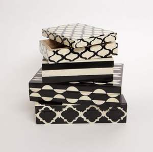 High Quality Modern Rectangle Bone Inlay Jewelry <b>Box</b> Handmade Luxury Accessory Case with Square Pattern <b>Storage</b> Organizer - Product Image 4