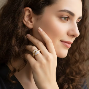 Bague élégante en or avec motif géométrique circulaire moderne, bijou minimaliste pour mariage ou anniversaire, cadeau idéal - Product Image 5