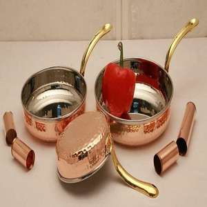 Latest Customization Copper Fry <b>Pan</b> with Lid Eco-Friendly Metal Hammered Design Farai for Cooking Food High Quality - Product Image 2