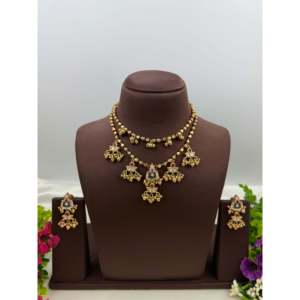 Indian Ethnic Bridal <b>Gold</b> Plated Rani Chorski Premium Necklace & Earring <b>Set</b> - Product Image 1