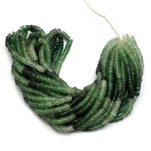 Perles de pierres précieuses en forme de pneu Heishi lisse en Quartz fraise vert ombré naturel 4-5mm perles de Quartz vert pour la fabrication de colliers 16" - Product Image 1