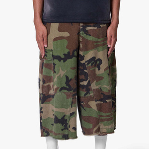 Low MOQ Camouflage Pattern Baggy Knee Length Cargo <b>Shorts</b> Canvas Capri Length <b>Men's</b> <b>Camo</b> Cargo <b>Shorts</b> With Pockets - Product Image 1
