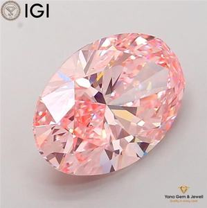 Magnifique pièce maîtresse, diamant de laboratoire cultivé en CVD de forme ovale, 5,00 carats, certifié IGI, couleur rose vif fantaisie, clarté VS2 - Product Image 3
