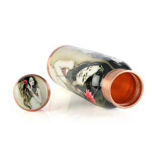 Botella de Agua Ayurvédica de Cobre Metálico Personalizada, Desechable, Ecológica, con Pajita y Tapa Antiderrames para Deportes, Gimnasio, Aire Libre y Yoga - Product Image 4