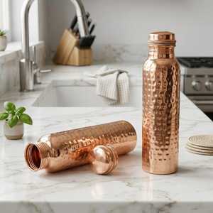 Ayurveda 100% Pure Hammered <b>Copper</b> Water <b>Bottle</b> Ayurvedic Detox <b>Drinking</b> <b>Bottle</b> , Eco Friendly Reusable <b>Copper</b> Drinkware - Product Image 5