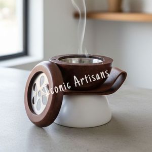 Premium Arabic Oud and Bakhoor <b>Burner</b> Hand-Made Sandalwood Incense <b>Burner</b> With Perforated Design Aromatic Use All-Season <b>Burner</b> - Product Image 2