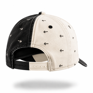 Casquette de baseball en denim noir et crème avec motif flèche, 6 panneaux, réglable, unisexe, décontractée - Product Image 3