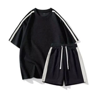 Conjuntos de shorts de verano para hombre, conjuntos de dos piezas de camiseta y shorts, estilo urbano, 100% algodón, ropa informal, diseño personalizado, impresión de logotipo. - Product Image 4