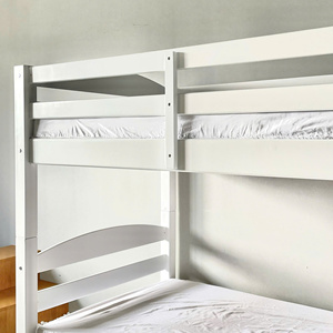Lit superposé blanc minimaliste personnalisable, meubles de chambre à coucher en bois sur mesure pour enfants - Product Image 4