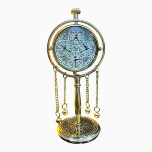 Brass World Time <b>Clock</b> With <b>Gold</b> Plated Base And Chain Luxury Compass Home Decoration Tabletop Display Metal Crafts Room Decor - Product Image 1