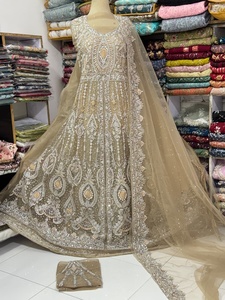 <b>Light</b> Blue Embroidered Silk Salwar Kameez Floor Length Wedding Dress With <b>Net</b> Dupatta For Women India Pakistan Style Elegant Loo - Product Image 3