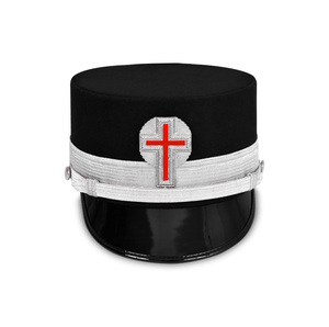 Gorra de Caballero Templario de Lujo con Diseño Metálico Plateado, Sombrero Ceremonial Negro Premium para Caballero - Product Image 1