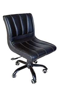 Chaise de bureau de direction moderne en cuir noir, style industriel, avec siège rembourré extensible, accoudoirs fixes, en aluminium durable et élégant - Product Image 2