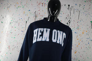 Sudadera de Cuello Redondo Hem Onc para Hombre, 100% Algodón, Tejido de Punto, Corte Regular, Informal, Azul Marino, con Estampado de Letras en la Parte Delantera, CLUSH SPORTS - Product Image 4