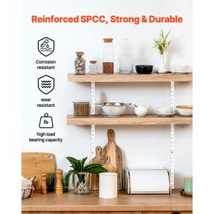 Set da 5 Pezzi - Sistema di Scaffalature a Parete a Doppia Guida Rinforzato da 60 Pollici, Guide per Scaffali a Doppio Scanalatura, 25 Connettori per Scaffali, Supporti per Scaffali - Product Image 5
