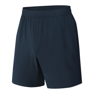 Men's <b>Black</b> 100% Cotton Solid Front Logo Quick Dry Elastic Waist Shorts with Pockets Casual Sport Style - Product Image 2