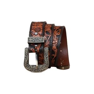 New Arrival Genuine <b>Leather</b> Unisex Waist Belts Western Hand <b>Tooled</b> and Hand Painted Real Western <b>Leather</b> <b>Tooling</b> Belt - Product Image 4