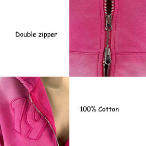 Sweat à capuche zippé de haute qualité, coupe ample, imprimé DTG, en coton épais, avec patchs brodés, effet délavé à l'acide, pour homme - Product Image 3