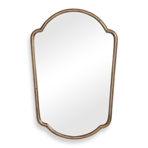 Miroir mural rectangulaire en métal doré fait main de style campagnard français avec cadre décoratif floral sculpté - Product Image 6