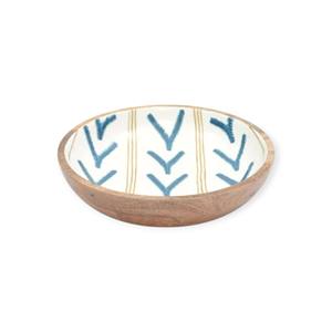 Juego de Ensaladera de Madera Hecha a Mano con Interior Esmaltado Floral Azul y Cucharas de Servir de Madera a Juego para Mesa de Comedor - Product Image 3