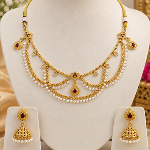 Ensemble collier et boucles d'oreilles pour femme JeweleMarket, plaqué or, avec cristaux et strass, style ethnique, pour mariage, fiançailles, anniversaire, cadeau, fête - Product Image 1