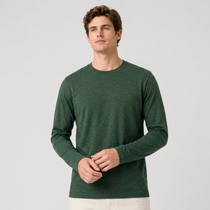 Camiseta Básica de Manga Larga para Hombre, Corte Ajustado, 180GSM, Tela de Rayón Elástica, Transpirable, Prenda Esencial Informal para Primavera y Otoño - Product Image 1
