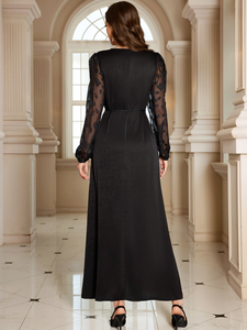 Abaya noire en dentelle, abaya modeste, robe musulmane pour femmes, abaya brodée, robe abaya de luxe, fabricant sur mesure en gros - Product Image 2