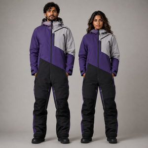 Traje de Esquí Personalizado Unisex con Bloques de Color, Chaqueta y Pantalones Impermeables y Aislantes, Fabricante y Proveedor de Ropa Deportiva al por Mayor - Product Image 1